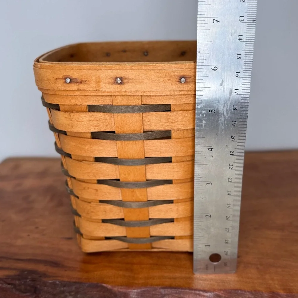 Longaberger 1995 Signed Heartland Small‎ Spoon Basket Handwoven Square Maple